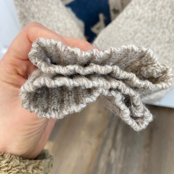 Eddie Bauer Vintage Country Wool Cardigan Sweater Size L Hearts Geese Apples - Picture 7 of 16